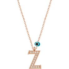 Yvz Store 925 Ayar Gümüş Nazar Rose Z Harfi Kadın Gümüş Kolye