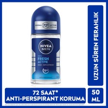 Nivea Men MEN Erkek Roll-on Deodorant Fresh Active 50ml, 72 Saat Terleme Karşıtı, Alkolsüz, Ferahlatıcı Etki