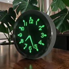 Bahat Fosforlu Karanlıkta Parlayan 3D Krom Çerçeveli Sessiz Siyah Duvar Saati Çap 26 cm