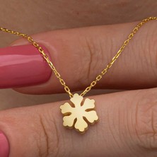 Yvz Store 925 Ayar Gümüş Gold Minimal Kar Tanesi Kadın Kolye