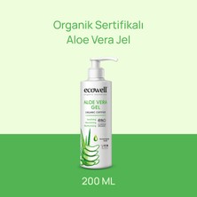 Ecowell Aloe Vera Jel, Organik & Vegan Sertifikalı, Güneş Sonrası Yatıştırıcı Nemlendirici Rahatlatıcı 200ml
