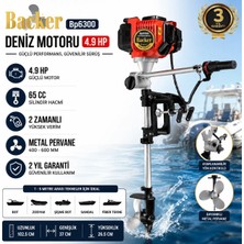 Backer BP6300 Japon Profesyonel Tekne Deniz Bot Kayık Motoru 4,9hp 65CC