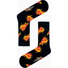 Carnaval Socks Siyah Pizza Dilim Desenli Renkli Çorap