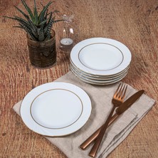 GÜRAL PORSELEN Soprano 6 Adet 16 cm Tatlı Tabağı Mat Altın Yaldız 23