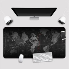 Die Grup Büyük Boy Dünya Desenli Kaymaz Mouse Pad, 88X40 cm