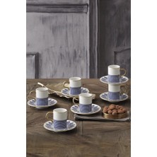 GÜRAL PORSELEN Camelia 12 Parça 6 Kişilik Bone Türk Kahvesi Fincan Takımı - 5556