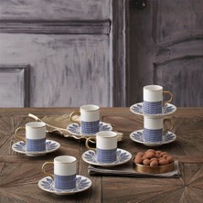 GÜRAL PORSELEN Camelia 12 Parça 6 Kişilik Bone Türk Kahvesi Fincan Takımı - 5556