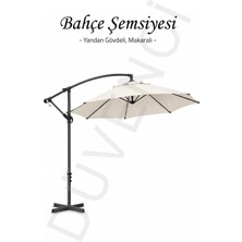 Düvenci Toptan Evinizin Atölyesi Naturel Krem Bahçe Şemsiyesi 3 M Ampül Şemsiye Makaralı Bahçe Şemsiyesi Balkon Şemsiyesi