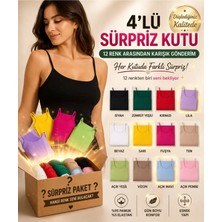 Mercan İç Giyim Kadın Ip Askılı Atlet 4'lü Sürpriz Özel Kutu Nefes Alan Kumaş Organik Pamuk