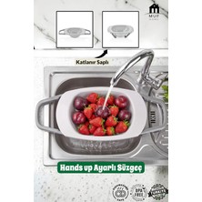 Muf Home Ayarlanabilir Saplı Lavabo Üstü Pratik Süzgeç - Katlanabilir Ayaklı, Meyve Sebze ve Makarna Süzgeci - Bpa Içermez- (Asorti Renk)