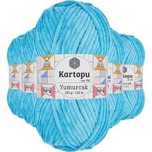 Die Grup 5 Adet Yumurcak Kadife El Örgü Ipi Turkuaz K515