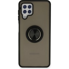 Almira Butik Mey Ithalat®  Samsung Galaxy A22 Kılıf Montreal Yüzüklü Silikon Kapak - Siyah