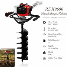 Rodex Benzinli 2 Zamanlı Motor Toprak Zemin Delme Burgu Makinesi Delik Açma 2.0 Hp 52 cc Fide Direk Dikme