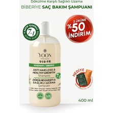 Yoon Saç Sağlıklı Hızlı Saç Uzamasına Yardımcı & Dökülen Saçlara Özel, 7 Aktifli Tuzsuz Biberiyeli Şampuan, 400ml