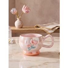 Bam Pastel Çiçek Seramik Kahve Kupası