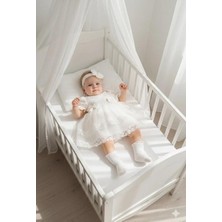 Miniday Baby Kız Bebek Mevlütlük Elbise Yazlık Bandanalı Dantelli Yeni Doğan Hastane Çıkışı Gelinlik Abiye 4017