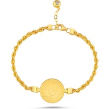 Sembol Gold Çeyrekli Bileklik Burgu Zincir 18+2 cm