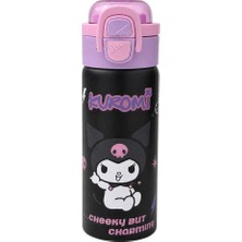 Kuromi Çift Fonksiyon Kapaklı Çelik Matara 600ML 3828