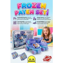 Farbu Oyuncak Frozen Çocuk Paten Seti 22-29 Numara Ayarlanabilir- Dizlik ve Dirseklik Dahil Güvenli Başlangıç Seti