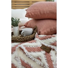 Colezium Şaheser Home Collection  Müslin Yatak Örtüsü Seti Çift Kişilik Sonia Kiremit