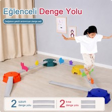 Magblock Çocuk Denge Oyunu Seti Montessori Kaydırmaz Denge Yolu ve Platform Oyuncağı - 2 Uzun - 2 Kısa Denge Yolu
