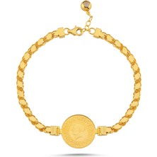 Sembol Gold Çeyrekli Bileklik Pullu Zincir 18+2 cm