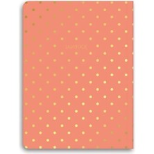 Die Grup Puantiyeli Mini Defter - Çizgili, Mercan Renk, 14X20 cm