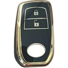 Die Grup Autohan Keys Toyota Chr Hilux Corolla Land Cruiser Yaris Cross Camry Rav4 Için 2 Buton Nano Anahtar Kılıfı, Siyah Gold