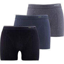 Blackspade Tender Cotton Erkek Termal İç Giyim 3'lü Asorti Boxer M Siyah Antrasit Pamuklu Kumaş 9673 - 954