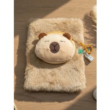 Bam Capybara Çantalı Çizgili Kilitli Peluş Defter 80 Yaprak