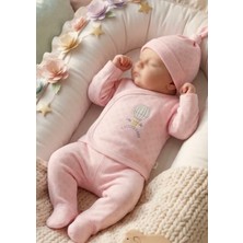 Aki Moda Kids Aki Moda Kıds Pembe Desenli Yazlık 3’lü Bebek Hastane Çıkışı Seti %100 Pamuklu