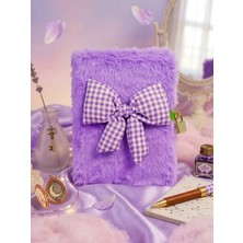 Bam Çizgili Kilitli Kurdelalı Peluş Defter 80 Yaprak 21X15 cm