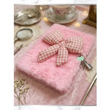 Bam Çizgili Kilitli Kurdelalı Peluş Defter 80 Yaprak 21x15 cm