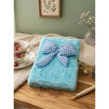 Bam Çizgili Kilitli Kurdelalı Peluş Defter 80 Yaprak 21X15 cm