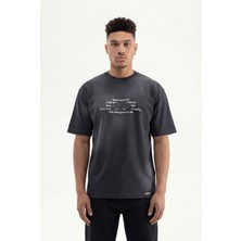 Machinist Erkek M Logo Patched Washing Oversize Tişört Siyah
