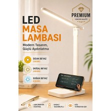 GUNKES Şarjlı LED Masa Üstü Lambası 3 Renk Dokunmatik Standlı Çocuk Ders Kitap Çalışma Okuma Işığı Gece