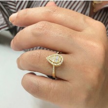 Simurg Jewellery Gümüş Taşlı Damla Model Yüzük