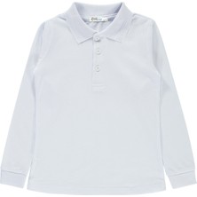Civil Boys Erkek Çocuk Beyaz Sweatshirt Uzun Kol Polo Yaka 6-9 Yaş Düz Renk