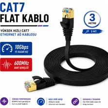 Vwin 3 Metre Flat Yassı Düz Cat7 Ethernet Kablosu Network Cable 10 Gbps 600 Mhz U/ftp Patch