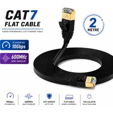 Anktek 2 Metre Cat7 Ethernet Ağ Kablosu Flat Yassı U/ftp 600 Mhz 10 Gbps Patch Network Cable
