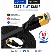 Anktek 10 Metre Cat7 Internet Kablosu Yassı Düz U/ftp 600 Mhz 10 Gbps Network Cable
