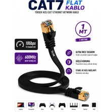 Anktek 1 Metre Cat7 Ethernet Ağ Kablosu Flat Yassı U/ftp 600 Mhz 10 Gbps Patch Network Cable