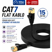 Anktek 15 Metre Flat Slim Yassı Cat7 Ethernet Kablosu 10 Gbps 600 Mhz U/ftp Patch Network Cable