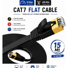 Vwin Cat7 Internet Ağ Kablosu 15 Metre Flat Slim Yassı Network Cable 10 Gbps 600 Mhz U/ftp