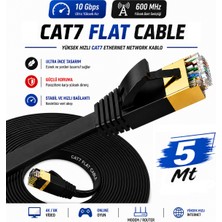 Vwin Cat7 Internet Ağ Kablosu 5 Metre Slim Yassı Network Cable 10 Gbps 600 Mhz U/ftp Patch