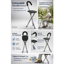 Eylux Shop 3 Ayaklı Ithal Alüminyum Oturaklı Baston Sandalye Namaz ve Camii Baston Sandalyesi Katlanabilir