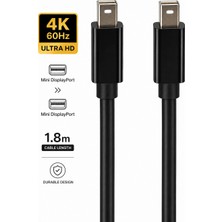 CoverZone Mini Displayport To Mini Displayport Kablo 1.8 Metre 4K Ultra Hd Görüntü ve Ses Aktarım Kablosu Thunderbolt 1/2 Uyumlu MacBook iMac Monitör Projeksiyon | ZR134