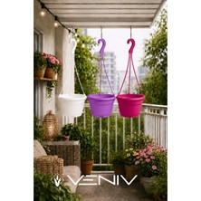 Veniv 3 Adet Askılı Dekoratif Saksı - Askılar Dahil- 18 cm x 12 cm