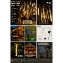Teknonisa Güneş Enerjili Solar Meteor Yağmur Işık Dizisi LED 8 Çubuklu 4 Metre  Su Geçirmez Bahçe Balkon Dış Mekan