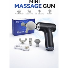 farissu Mini Şarjlı Masaj Tabancası | 4 Başlıklı | 4 Kademeli | Usb-C Şarjlı | 400 gr | 16,5 cm